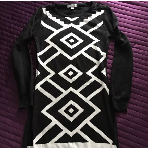 Queenspark Black and White Geometric Print Dress - Picture 1 of 3